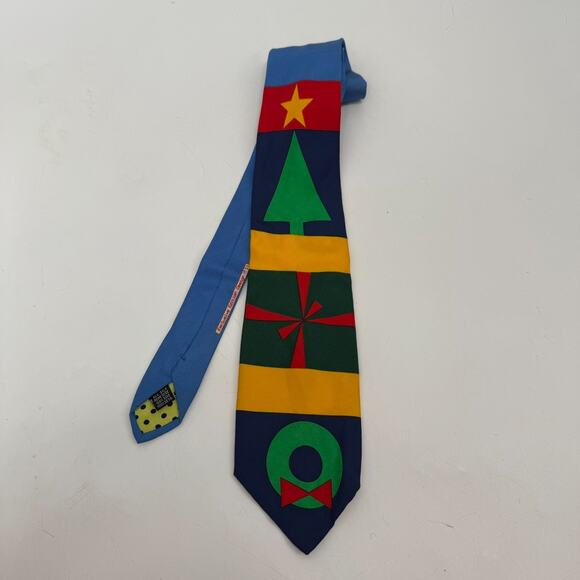 Gene Meyer Christmas Silk Tie Mens 62" X 3 3/4" Multicolor Neckwear Adjustable - Picture 1 of 6